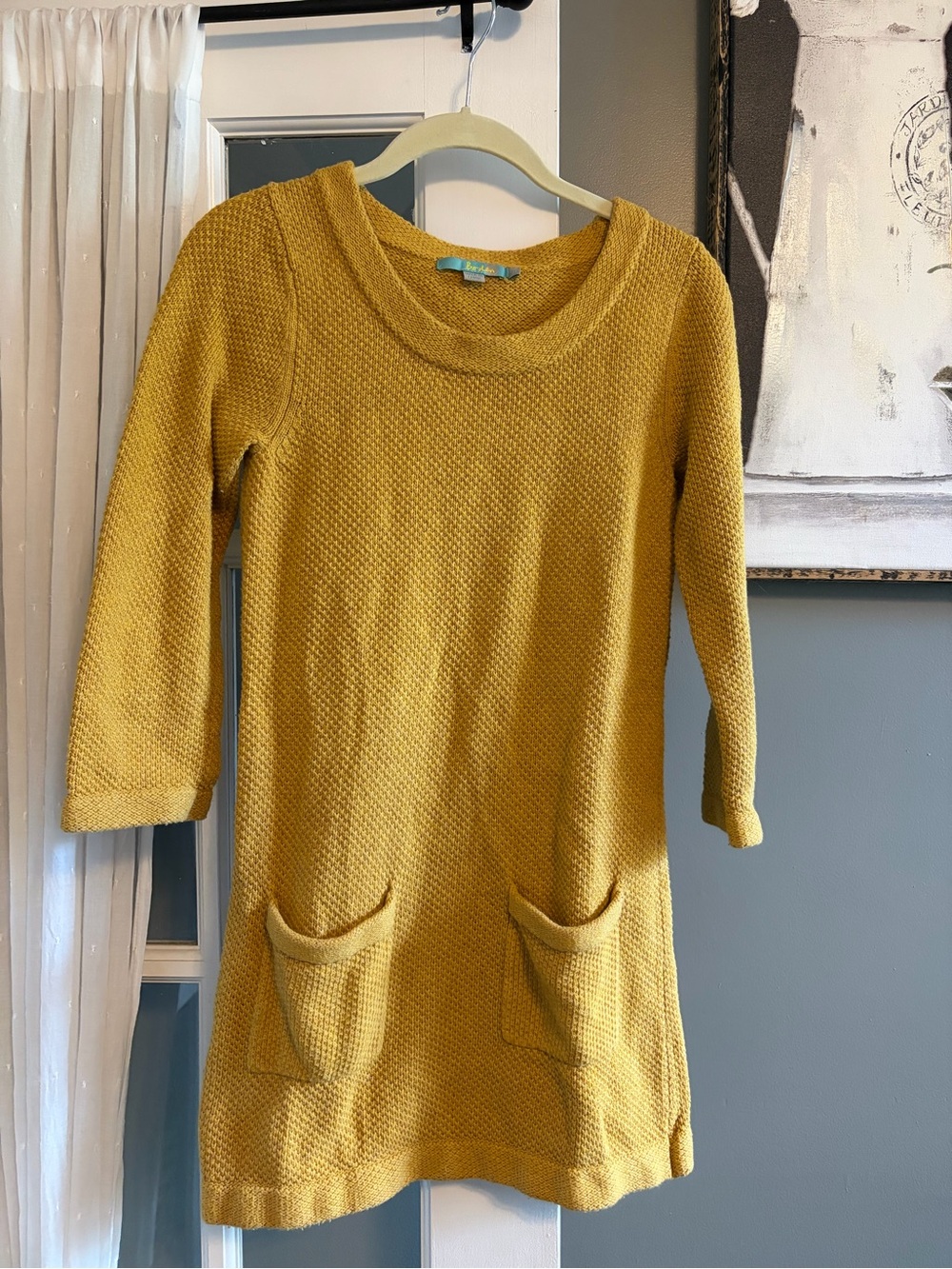 Boden Mustard Yellow Knit Pocket Sweater Dress - Women